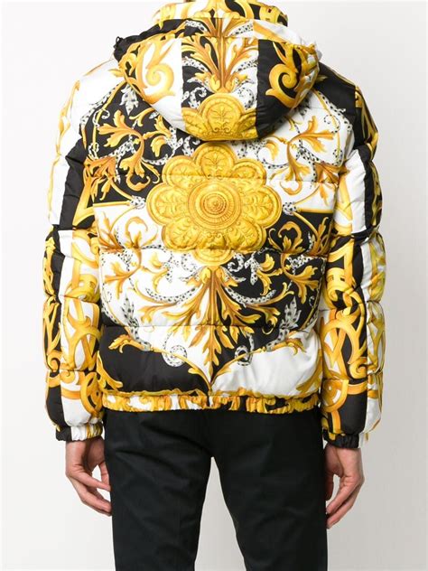 versace jeans baroque print puffer jacket|gianni Versace vice style jacket.